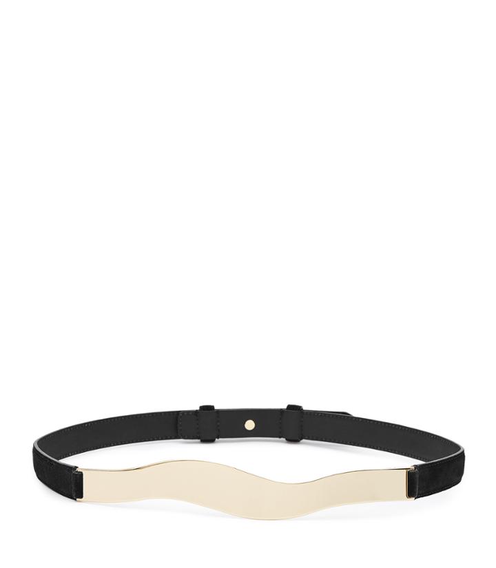 Reiss Bianca Suede - Womens Metal-detail Belt In Black, Size Xs