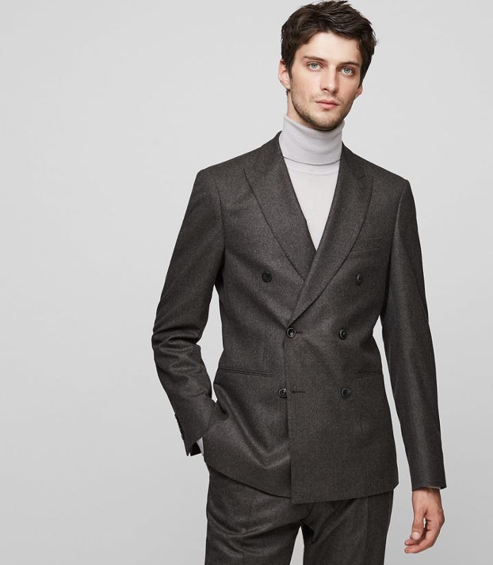Reiss Chianti B - Double-breasted Blazer In Brown, Mens, Size 36