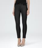 Reiss Stevie Panelled - Womens Panelled Skinny Jeans In Black, Size 24