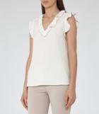 Reiss Rosa - Ruffle-detail Top In White, Womens, Size 0
