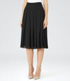 Reiss Eli - Pleated Midi Skirt In Black, Womens, Size 0