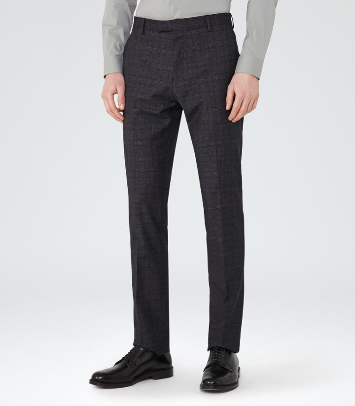 Reiss Hank T - Contrast Weave Tailored Trousers In Blue, Mens, Size 28
