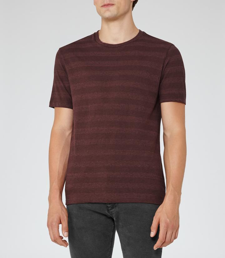 Reiss Silves - Mottled Stripe T-shirt In Purple, Mens, Size Xs