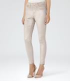 Reiss Joni Metallic - Womens Metallic Skinny Cords In Grey, Size 6