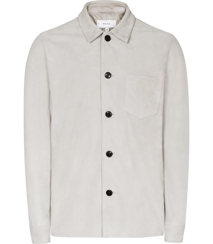 Reiss Rumour - Mens Suede Shirt In Grey, Size Xl