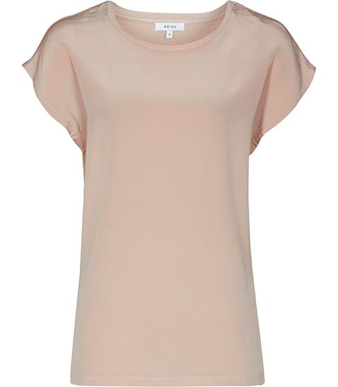Reiss Kiki Silk-front T-shirt