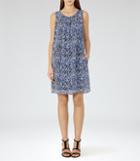 Reiss Lacey - Womens Printed Shift Dress In Blue, Size 6