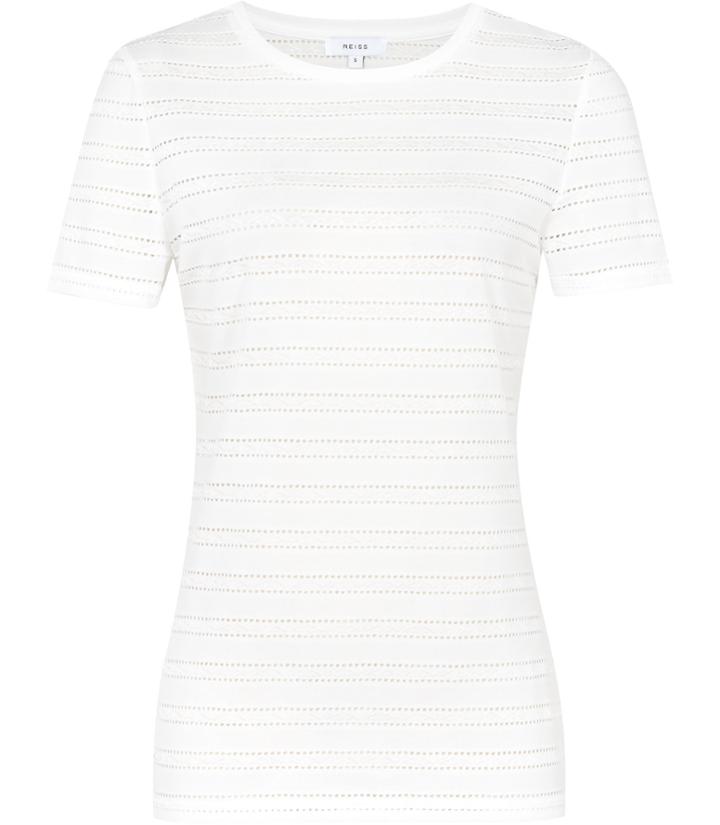 Reiss Molly - Womens Cut-away Stripe Top In White, Size Xs