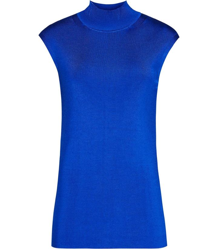 Reiss Gwen - High-neck Knitted Top In Blue, Womens, Size 6