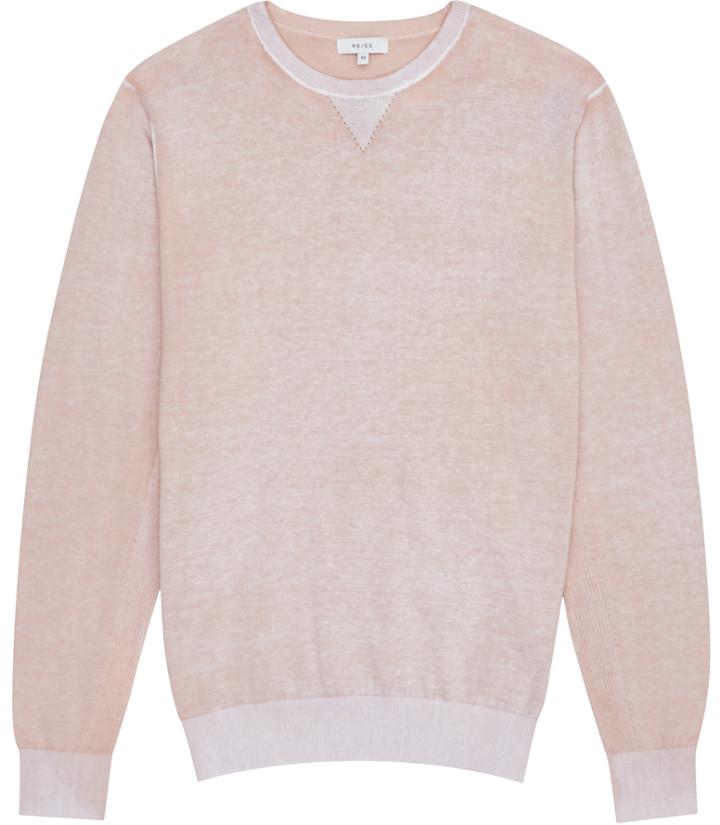 Reiss Tackler - Mens Faded Cotton Jumper In Pink, Size Xs