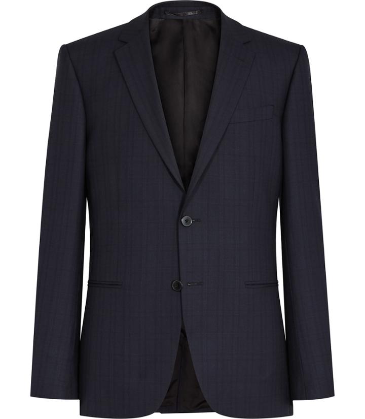 Reiss Baggio B - Mens Checked Wool Blazer In Blue, Size 36