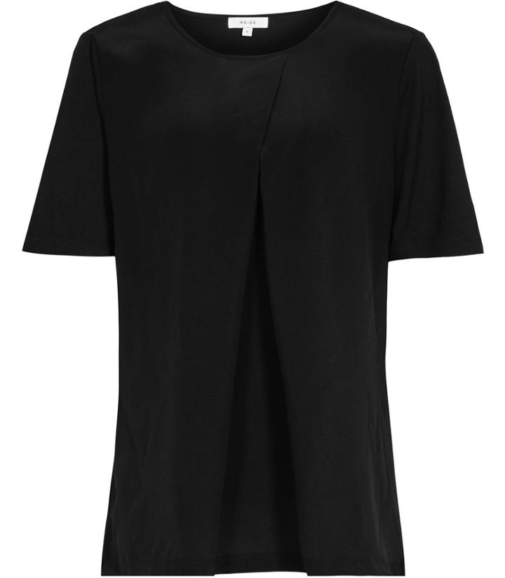 Reiss Larsen - Womens Silk-front T-shirt In Black, Size Xs