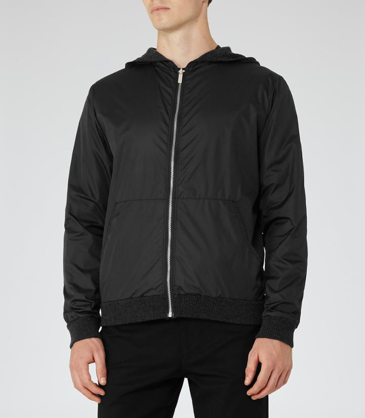 Reiss Ontario - Mens Reversible Wool-blend Bomber Jacket In Grey, Size S