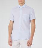 Reiss Dodd - Short Sleeve Linen Shirt In Blue, Mens, Size Xs