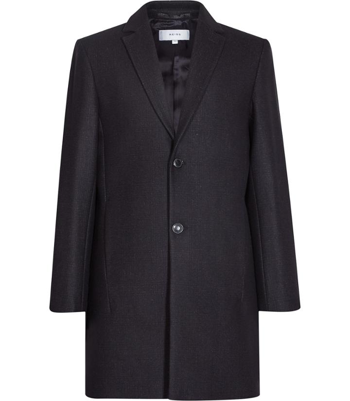 Reiss Bertie - Mens Tonal Check Overcoat In Blue, Size Xs