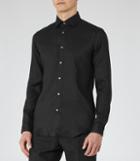 Reiss Perdu - Slim Linen Shirt In Black, Mens, Size S