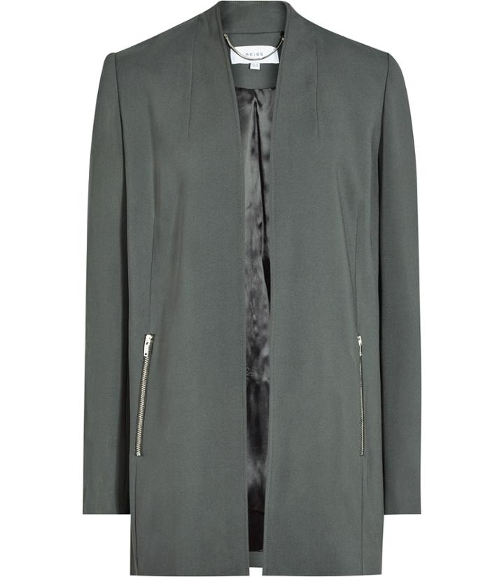 Reiss Joy - Womens Open-front Jacket In Green, Size 4
