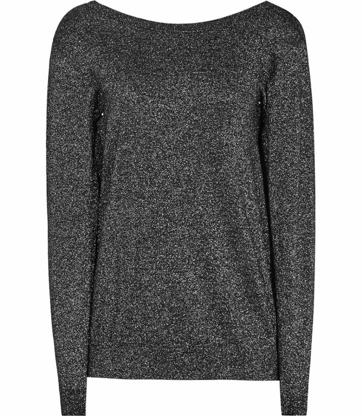 Reiss Luli - Womens Metallic V-back Jumper In Black, Size Xs