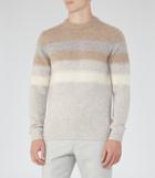 Reiss Tyler - Mens Wool Stripe Jumper In White, Size S