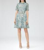Reiss Somerset - Womens Printed Dress In Green, Size 6