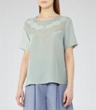 Reiss Hartley - Scallop-detail Top In Green, Womens, Size Xs