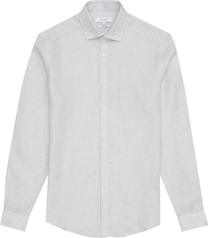 Reiss Miquel - Mens Textured Cotton Shirt In Grey, Size Xs