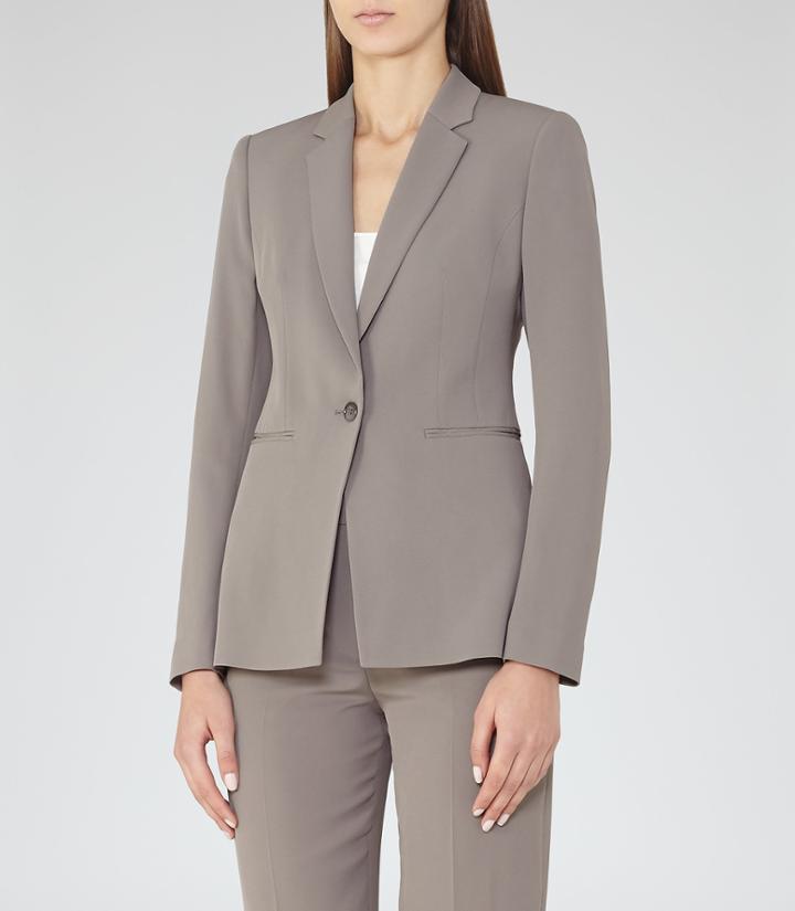 Reiss Karmine Jacket - Womens Fluid Blazer In Brown, Size 6
