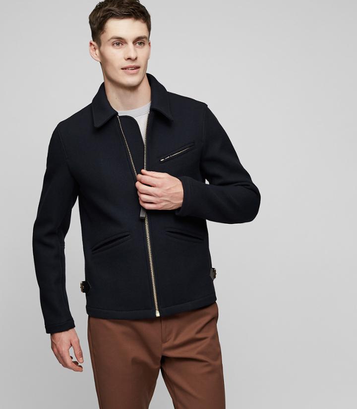 Reiss Clandeboyle - Twill Zip Jacket In Blue, Mens, Size S