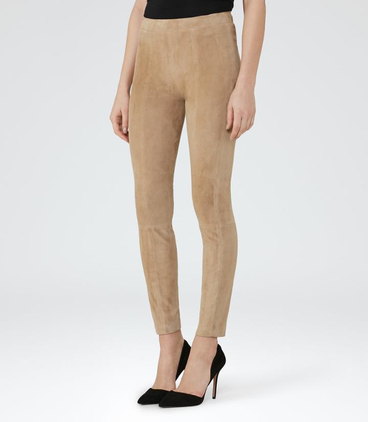 Reiss Lona - Womens Suede Leggings In Brown, Size 4