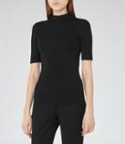 Reiss Angelina - Rib-knit Top In Black, Womens, Size 2