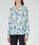Reiss Lily - Womens Printed Blouse In Blue, Size 6