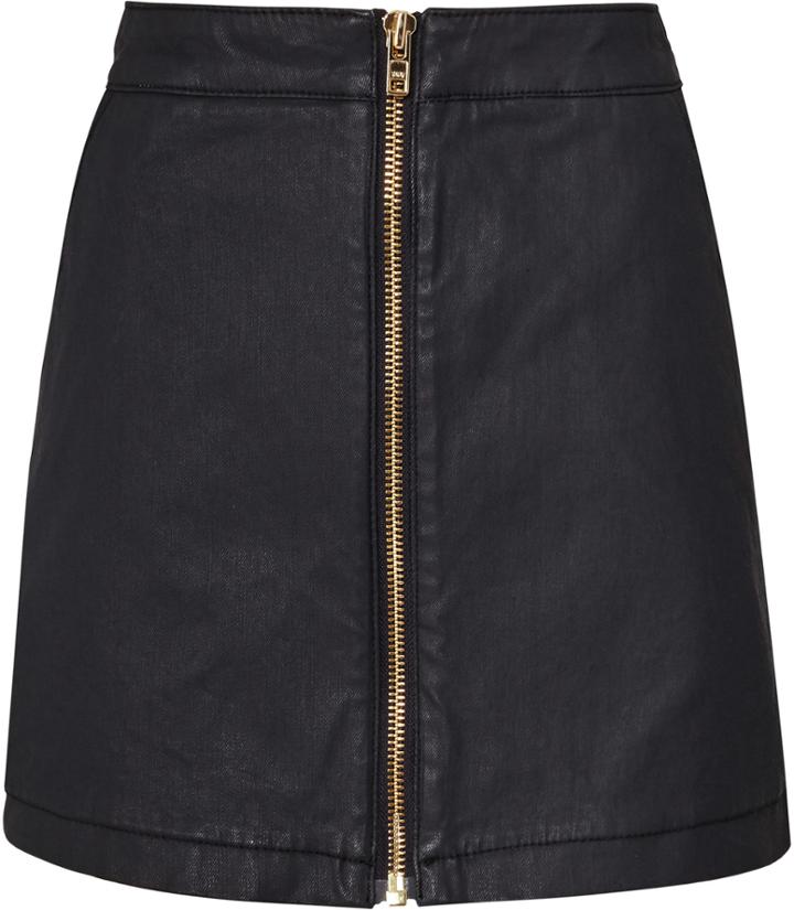 Reiss Ruth Coated - Womens Coated-denim Mini Skirt In Blue, Size 4