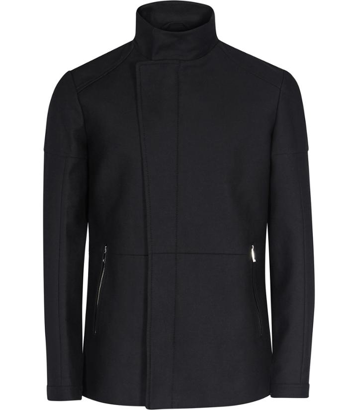 Reiss Stardust - Mens Funnel Collar Coat In Blue, Size Xs