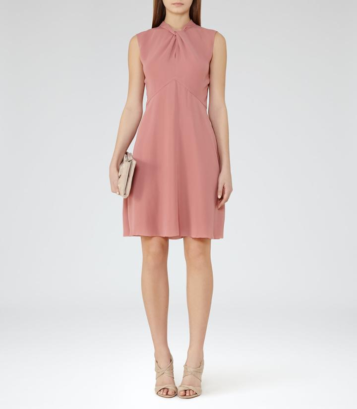Reiss Beauvoir - Womens Twist-neck Dress In Red, Size 10
