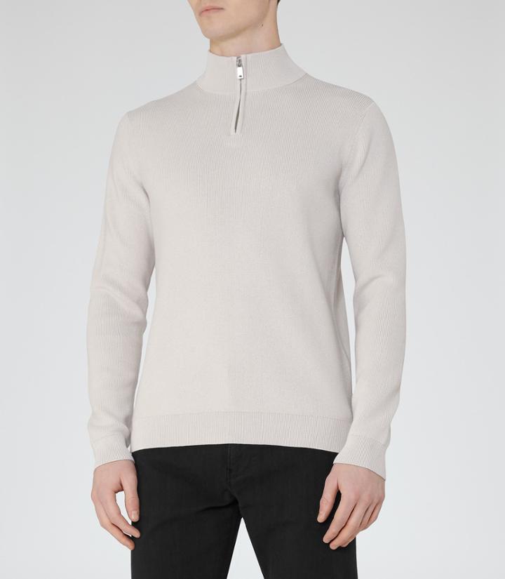 Reiss Sylvester - Half Zip Jumper In Brown, Mens, Size M