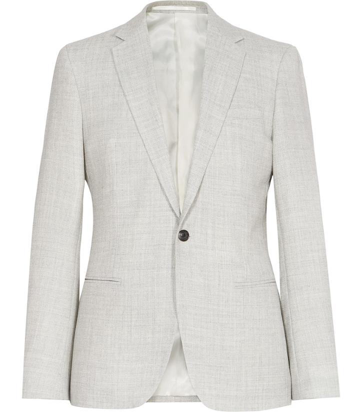 Reiss Elliot - Mens Hopsack Weave Blazer In Grey, Size 36