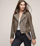 Reiss Kate - Leather Biker Jacket In Brown, Womens, Size 2