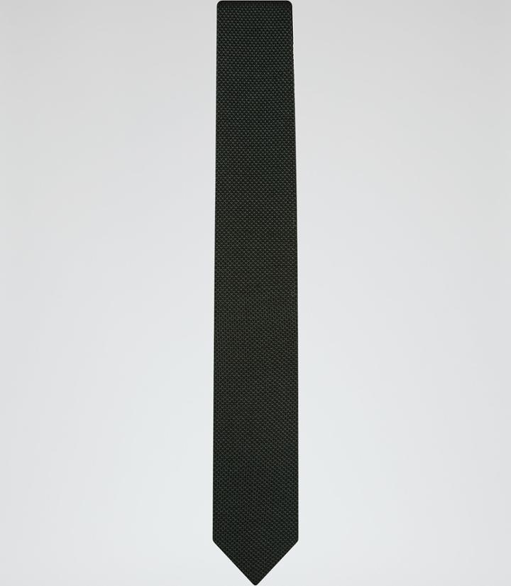 Reiss Canter - Mens Knitted Silk Tie In Green, Size One Size