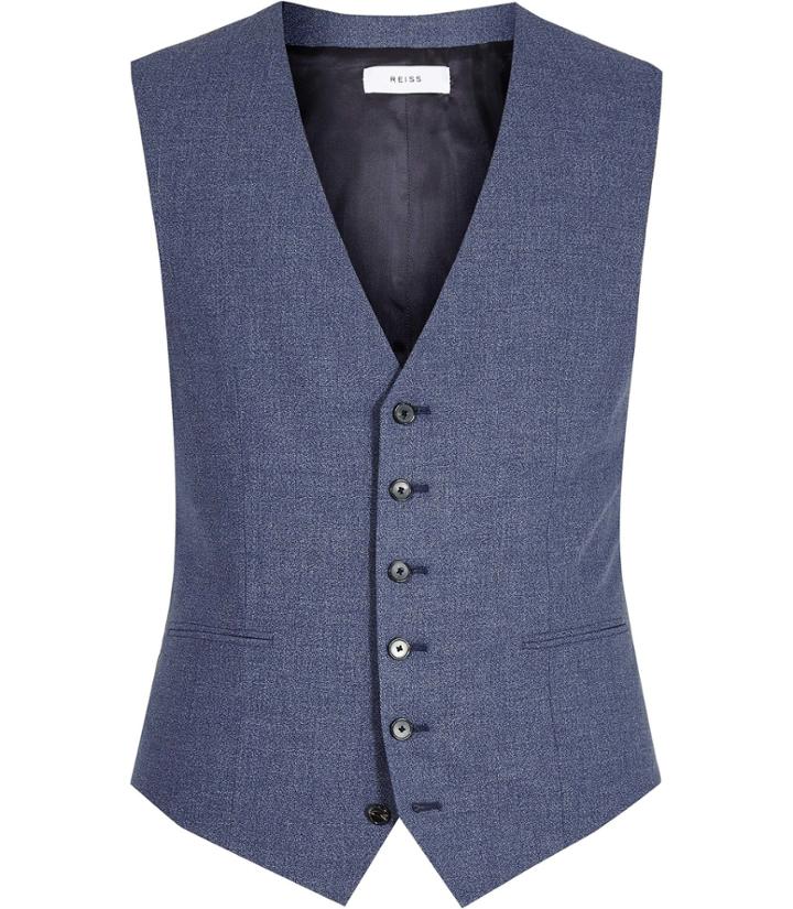 Reiss Trion W - Mens Tonal Weave Waistcoat In Blue, Size 36