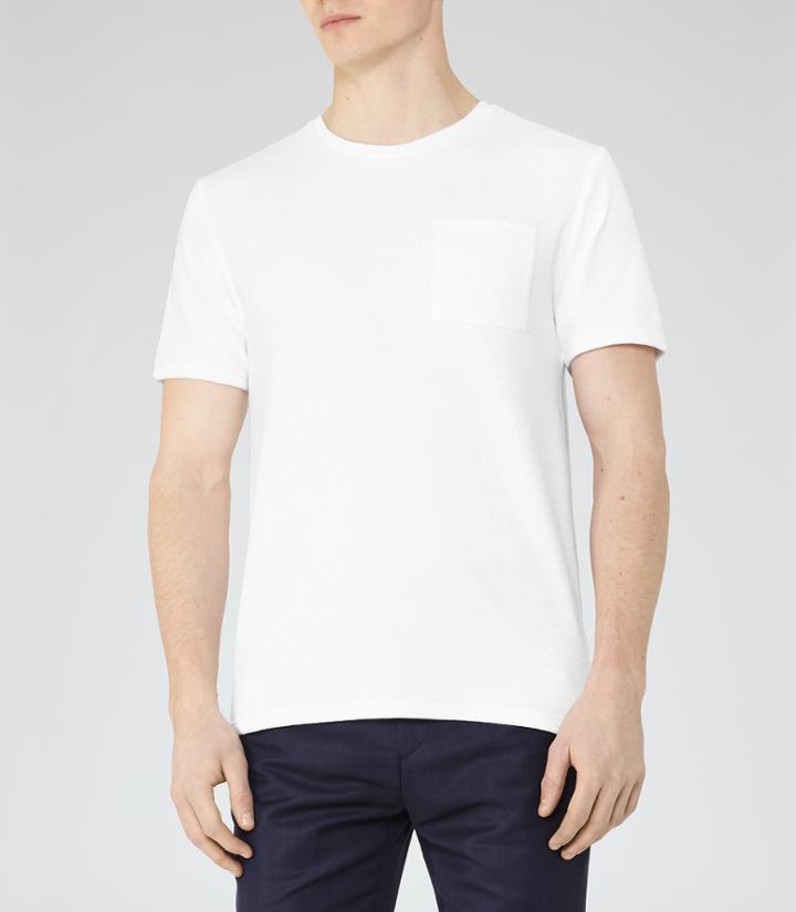Reiss Terrance - Mens Pocket T-shirt In White, Size Xs