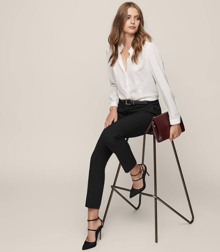 Reiss Joanne - Cropped Tailored Trousers In Black, Womens, Size 4