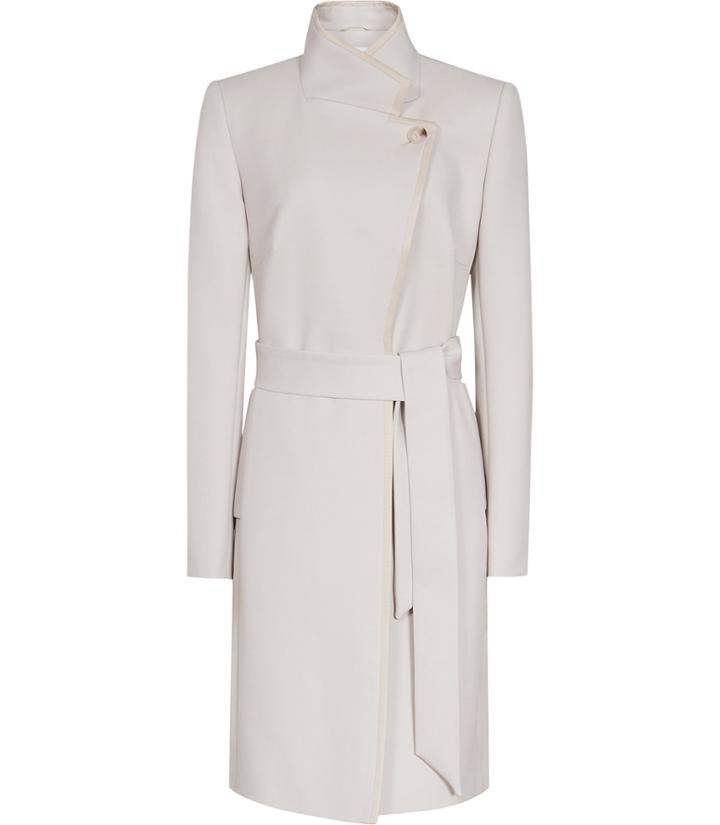 Reiss Hetty - Belted Wrap-front Coat In Brown, Womens, Size 0