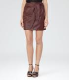 Reiss Leonie - Womens Belted Leather Mini Skirt In Red, Size 6