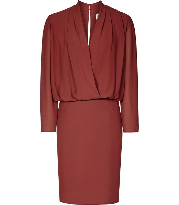 Reiss Blue - Womens Wrap-top Dress In Red, Size 4