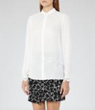 Reiss Wonder - Womens Lace-detail Shirt In White, Size 6