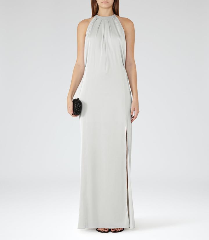 Reiss Elouise - Womens Satin Maxi Dress In Grey, Size 6