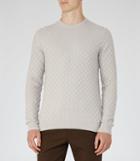 Reiss Prima - Mens Check Weave Jumper In Grey, Size S