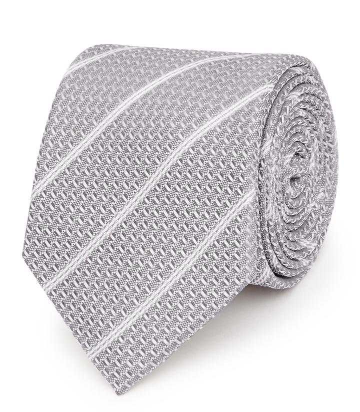 Reiss Weston - Mens Textured Silk Tie In White, Size One Size