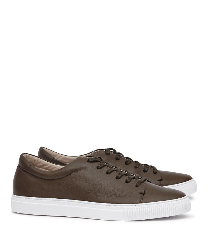 Reiss Darma Leather - Mens Leather Sneakers In Green, Size 8