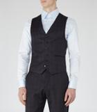 Reiss Horatious W - Mens Checked Wool Waistcoat In Blue, Size 38